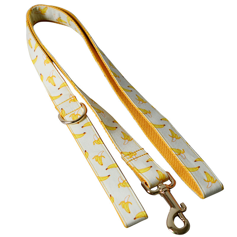 Banana Print Dog Collar and Leash Set