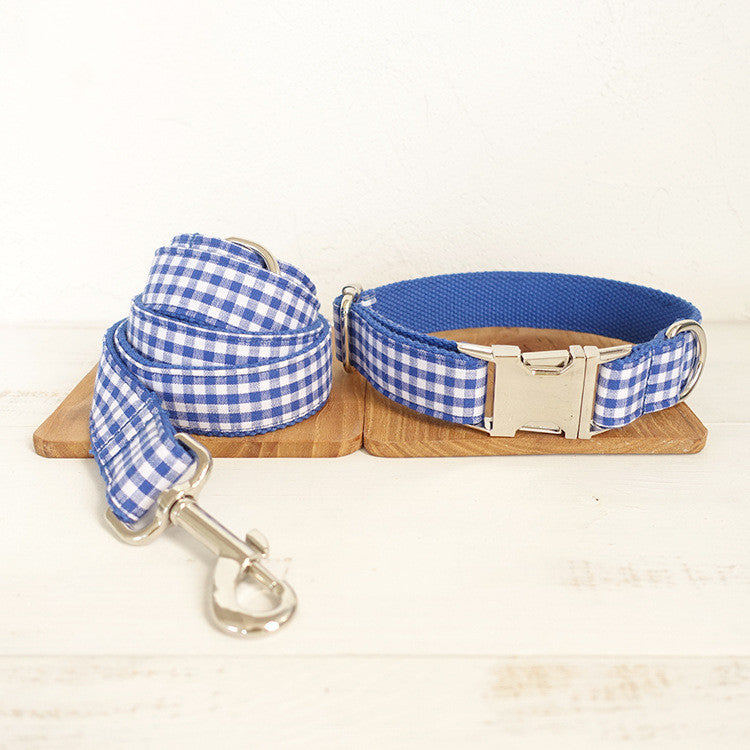 Checkered Print Dog Collar and Leash Set