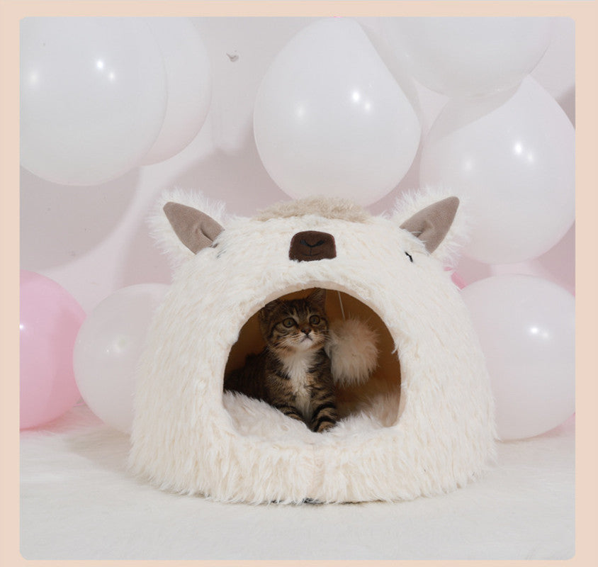 Plush Alpaca Dog Bed House