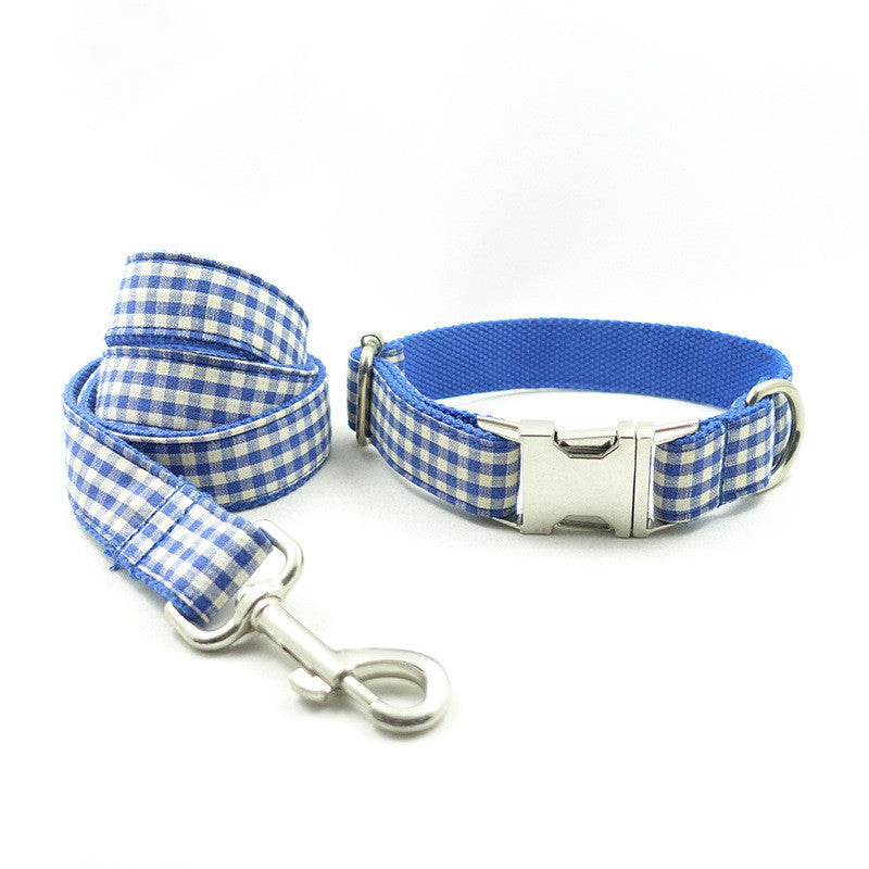 Checkered Print Dog Collar and Leash Set