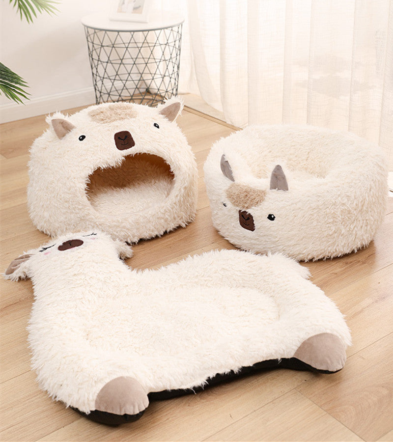 Plush Alpaca Dog Bed House