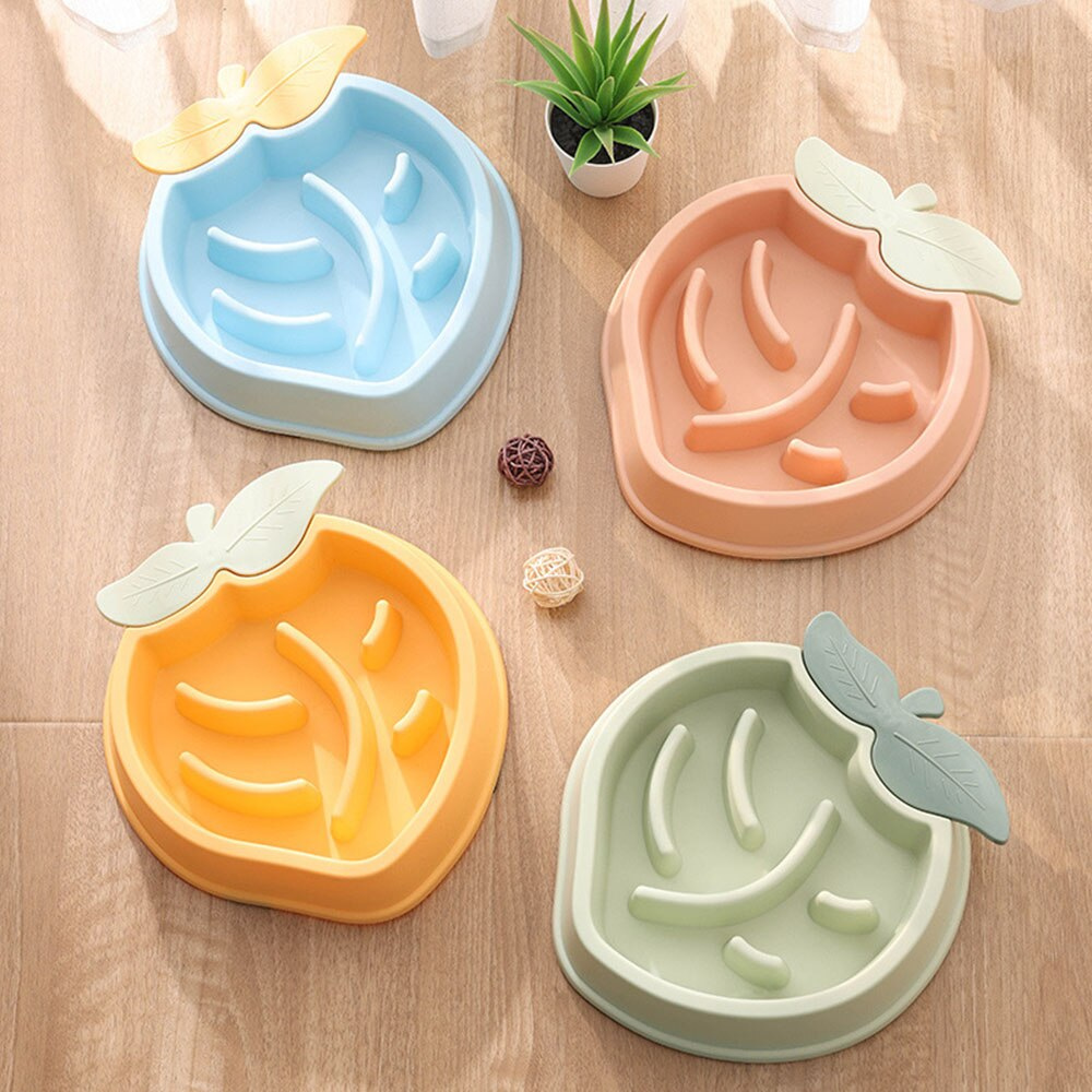 Peach Shaped Slow Feeder Dog Bowl