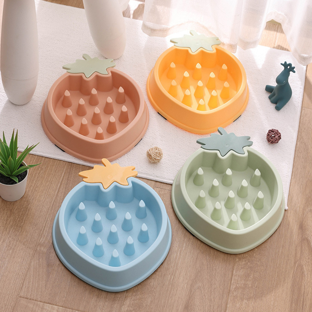 Strawberry Shaped Slow Feeder Dog Bowl