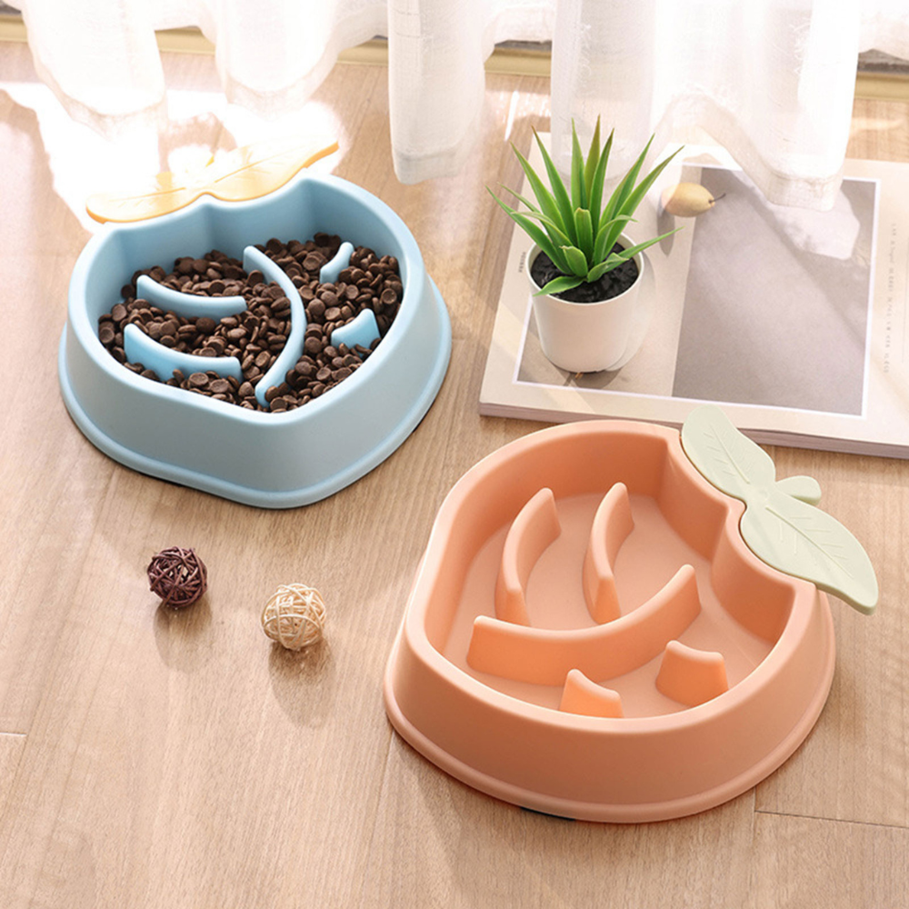 Peach Shaped Slow Feeder Dog Bowl