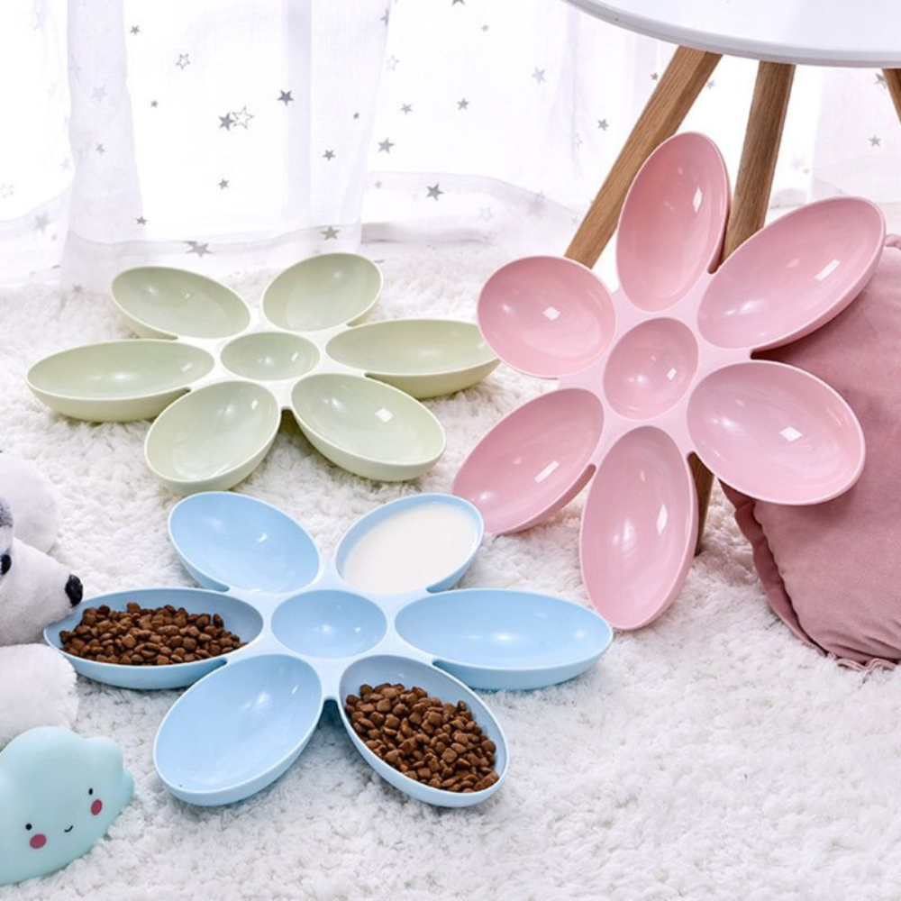 6 in 1 Flower Petal Shaped Puppy Feeder Dog Bowl