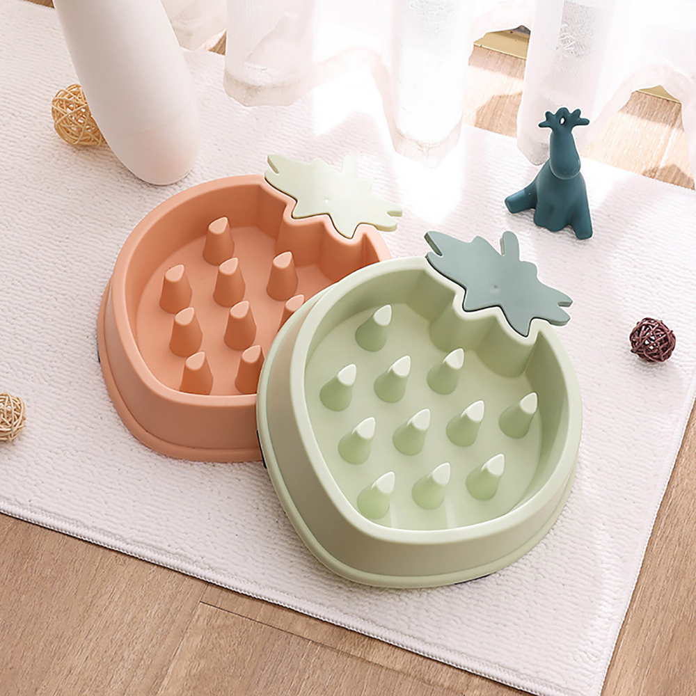 Strawberry Shaped Slow Feeder Dog Bowl