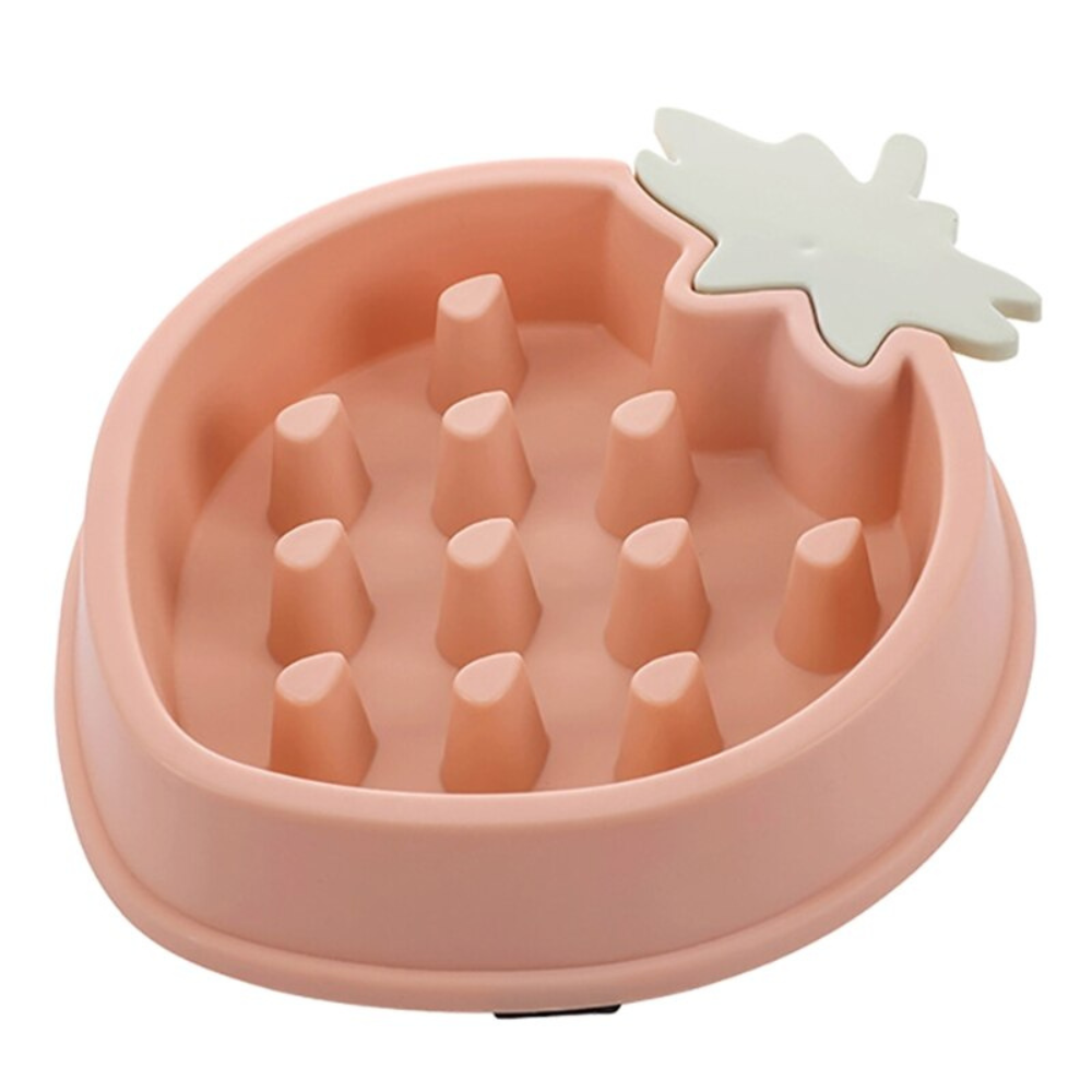 Strawberry Shaped Slow Feeder Dog Bowl