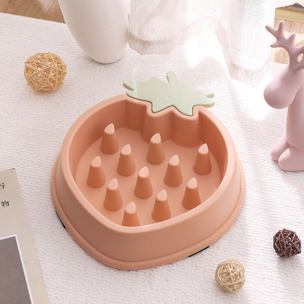 Strawberry Shaped Slow Feeder Dog Bowl