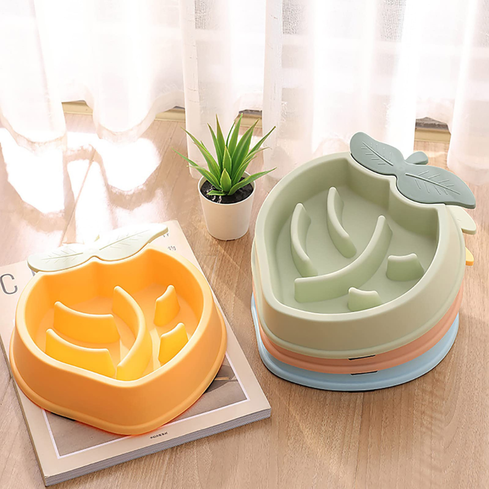 Peach Shaped Slow Feeder Dog Bowl