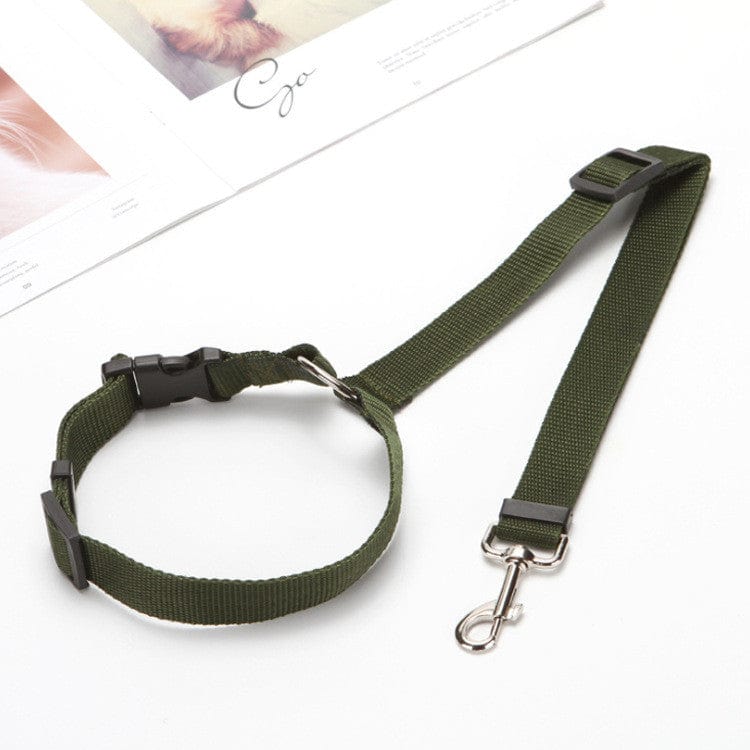 Army Green Car Headrest Restraint Dog Leash