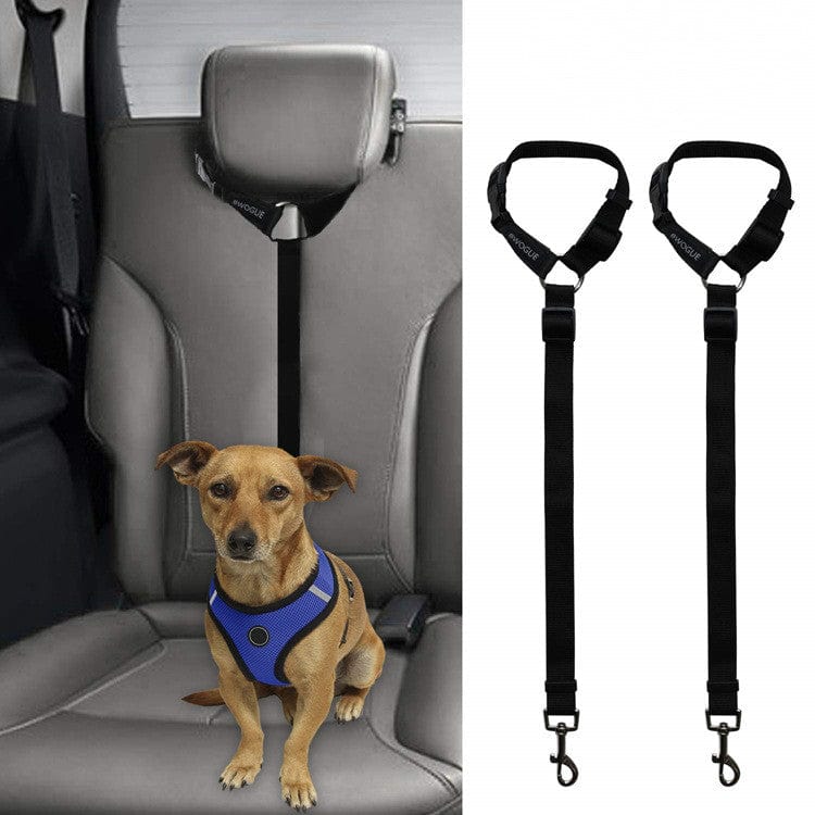 Black Car Headrest Restraint Dog Leash