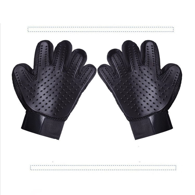 Black Deshedding Dog Hair Grooming Gloves