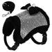 Black / L Plush Rhinestone Dog Harness and Leash Set