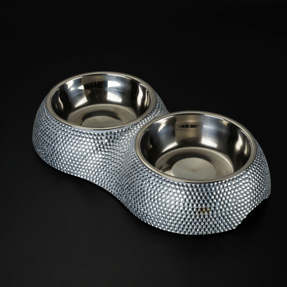 Bling Rhinestone Double Feeder Food and Water Dog Bowl