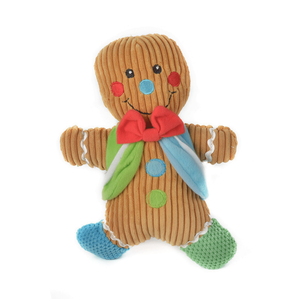 Blue 9in Plush Gingerbread Squeaky Dog Toy