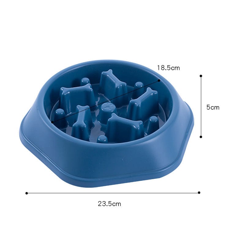 Blue Bone Pattern Slow Feeder Dog Bowl