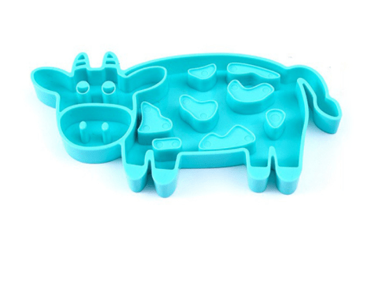 Blue Cow Shaped Slow Feeder Dog Bowl