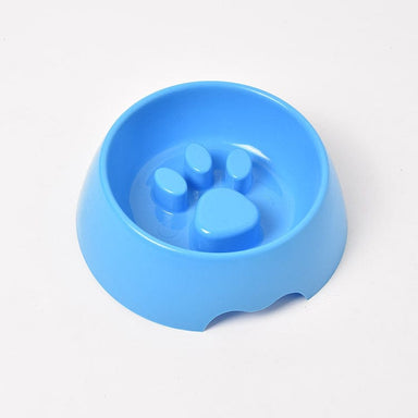 Blue / Large 22x16.5x7cm Paw Print Slow Feeder Dog Bowl