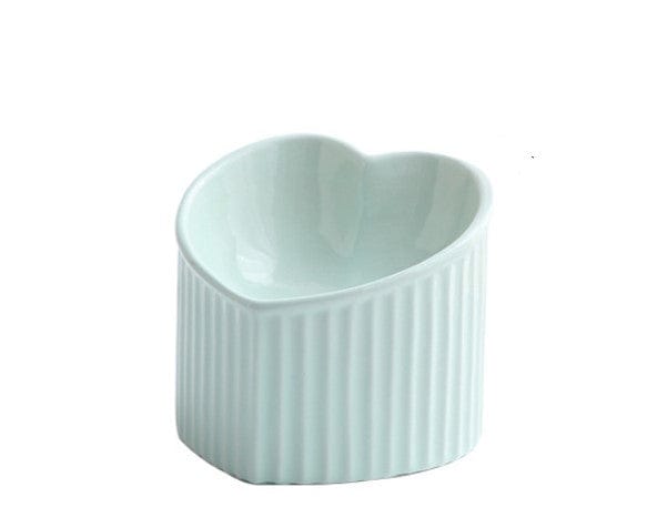 Blue Pet Ceramic Bowl With Inclined Mouth Practical Durable Daily Indoor Pet Products