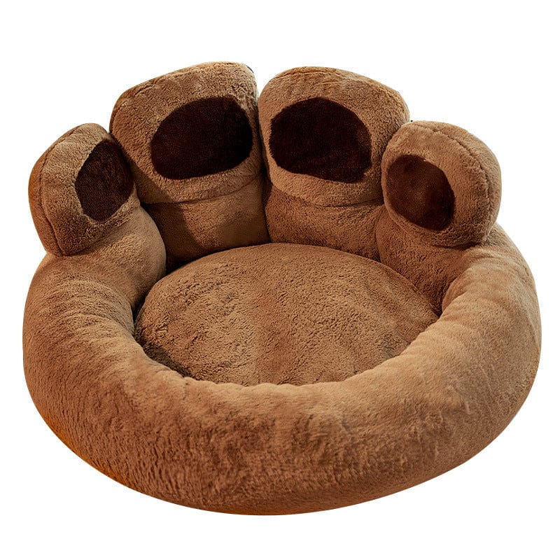 Brown / 55CM Plush Paw Shaped Indoor Dog Bed