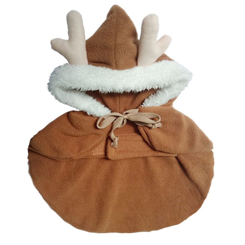 Brown / M Dog Cat Christmas Cloak With Hood Pet Cute Funny Cosplay Dresses Puppy Animal Winter Warm Outfits Clothes