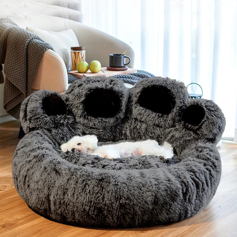 Charcoal / 80CM Plush Paw Shaped Indoor Dog Bed