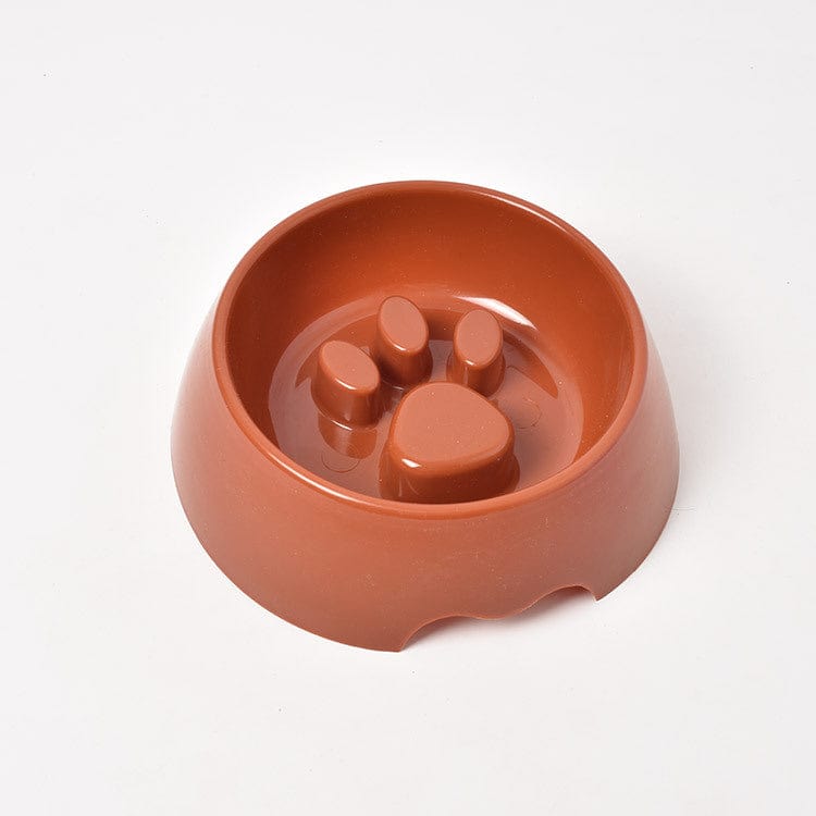 Coffee / Small 17x13x5.5cm Paw Print Slow Feeder Dog Bowl