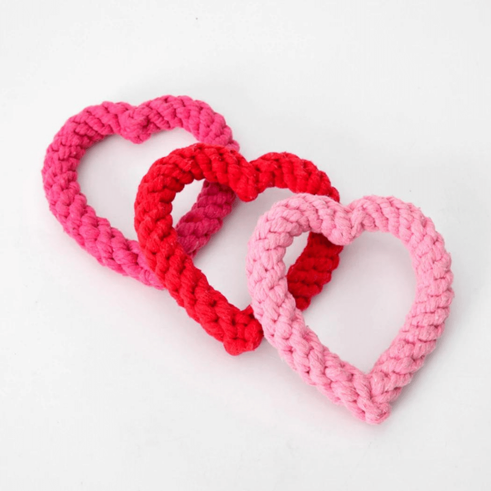 Cotton Heart Shaped Rope Dog Toy