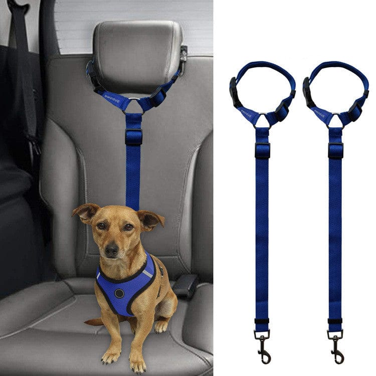 Dark Blue Car Headrest Restraint Dog Leash