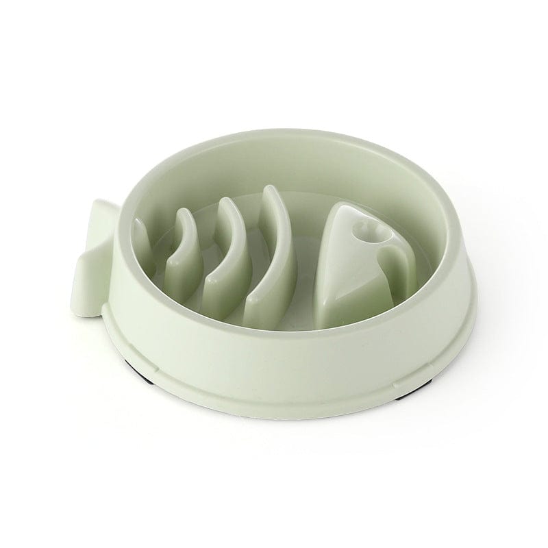 Green Fish Bone Slow Feeder Dog Bowl