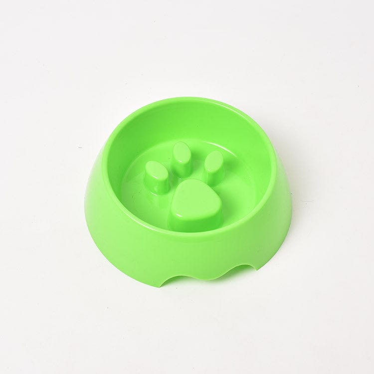 Green / Large 22x16.5x7cm Paw Print Slow Feeder Dog Bowl