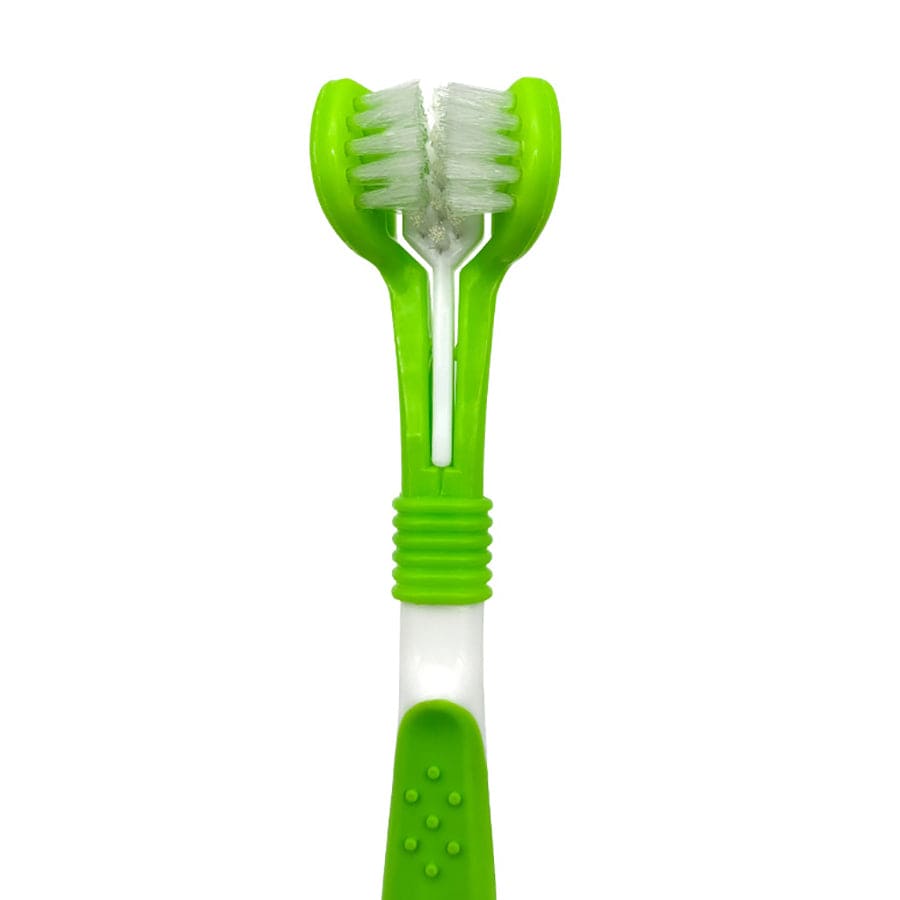 Green Pet Silicone Finger Toothbrush Dog Three-head Toothbrush