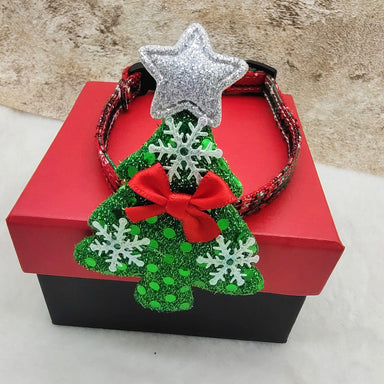 Green / S Simple Christmas Snowflake Canvas Pet Collar