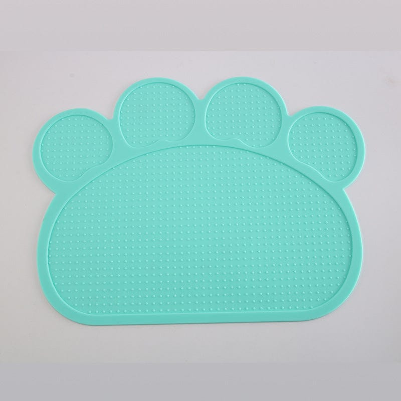 Green Silicone Paw Shaped Dog Food Placemat