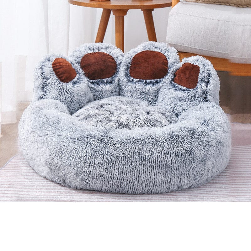 Grey / 90CM Plush Paw Shaped Indoor Dog Bed