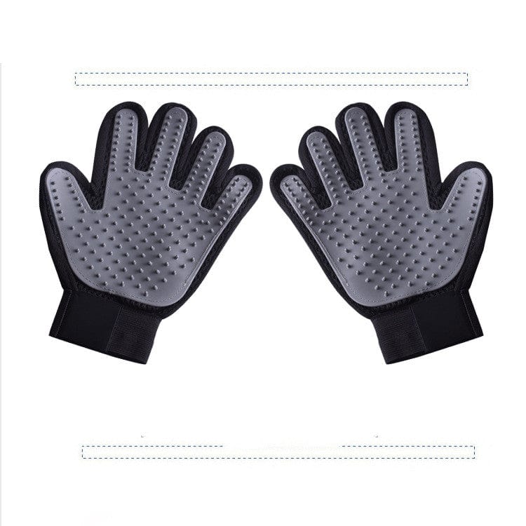 Grey Deshedding Dog Hair Grooming Gloves