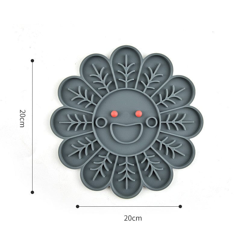 Grey Sunflower Shaped Licking Mat