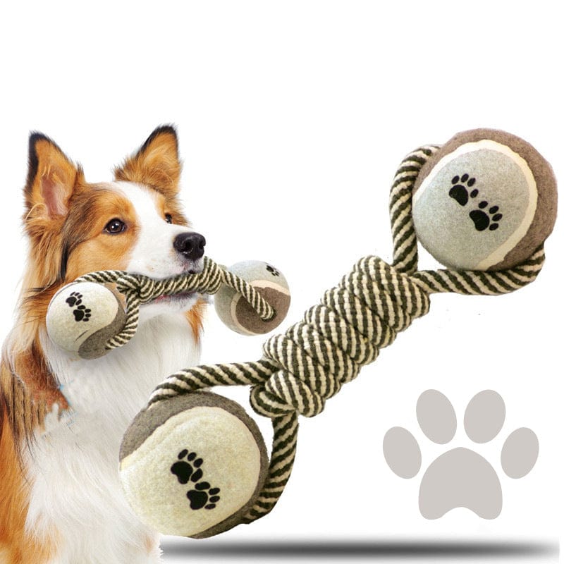 Khaki Cotton Rope Tennis Dumbbell Dog Toy