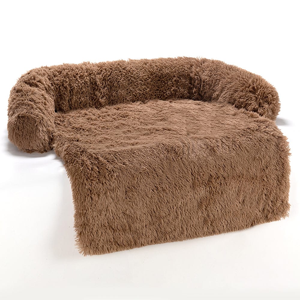 Khaki / L Memory Foam Plush Couch Protector Cover Dog Bed