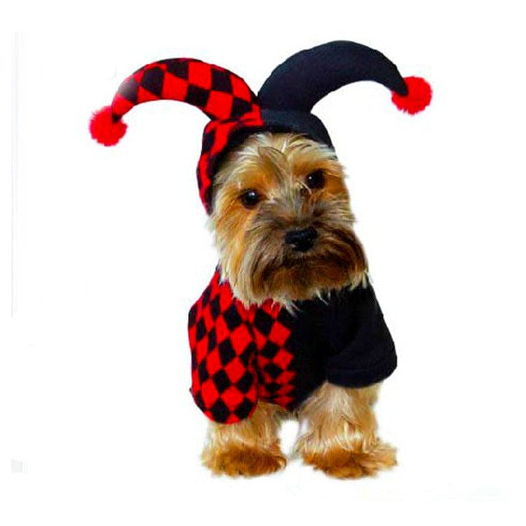 L Red & Black Jester Dog Costume