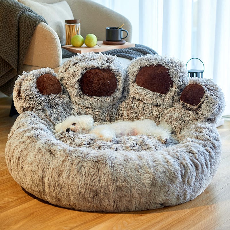 Light Grey / 65CM Plush Paw Shaped Indoor Dog Bed