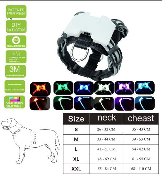 M Led Pet Dog Luminous Collar Usb Rechargeable Silicone Collar Luminous Dog Neck Teddy Golden Retriever Large, Medium And Small Collar