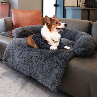 Memory Foam Plush Couch Protector Cover Dog Bed