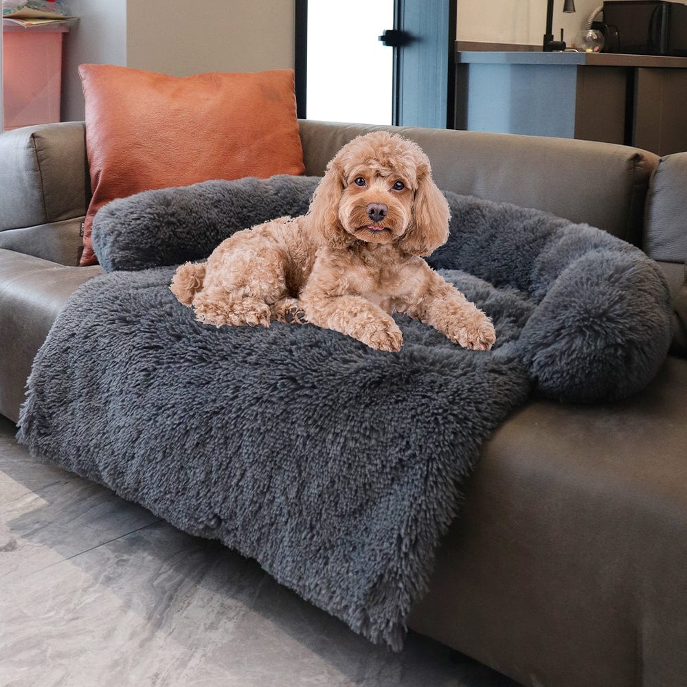 Memory Foam Plush Couch Protector Cover Dog Bed