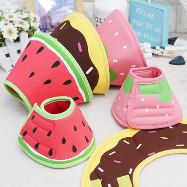 New Arrival Lovely Cartoon Fruit Donut Pet Dog Collar Padded Comfortable Surgery Recovery Adjustable Elizabethan Collars For Dog