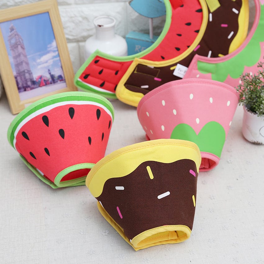 New Arrival Lovely Cartoon Fruit Donut Pet Dog Collar Padded Comfortable Surgery Recovery Adjustable Elizabethan Collars For Dog