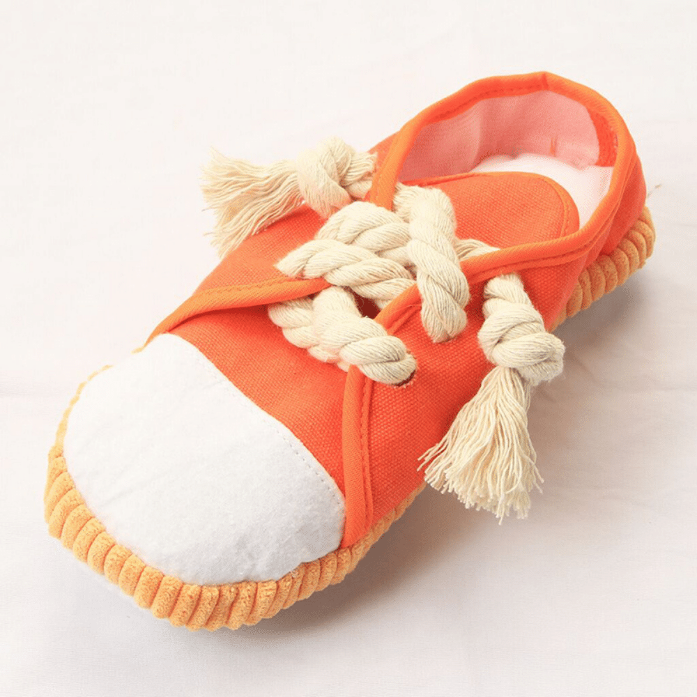 Orange Plush Sneakers Shoe Squeaking Dog Toy