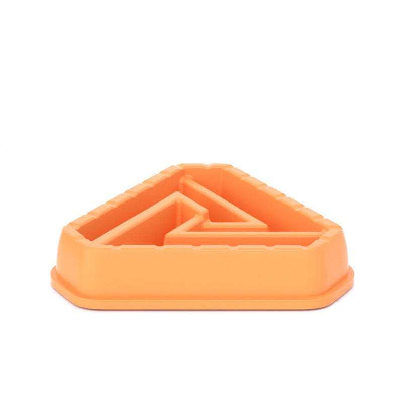 Orange Triangle Shaped Slow Feeder Bowl