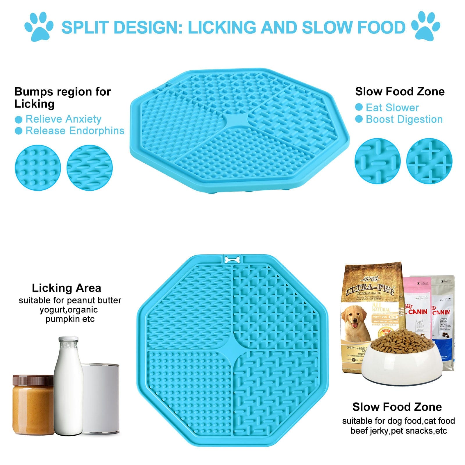 Pet 4 In 1 Silicone Slow Food Bowl With Suction Pad