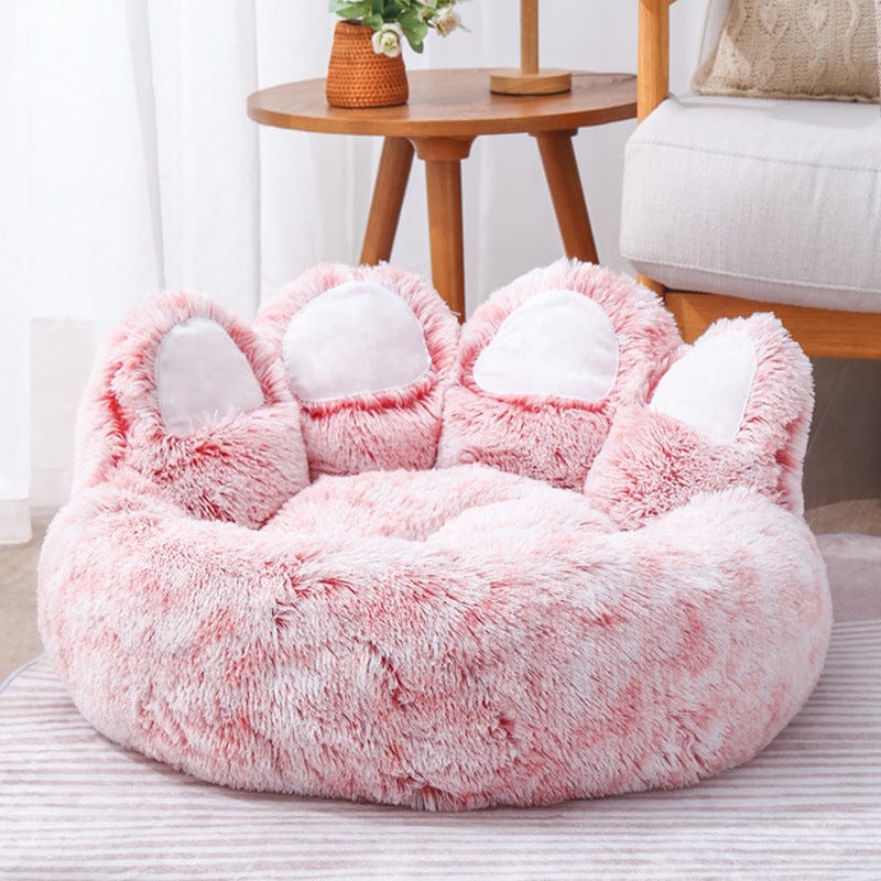 Pink / 90CM Plush Paw Shaped Indoor Dog Bed